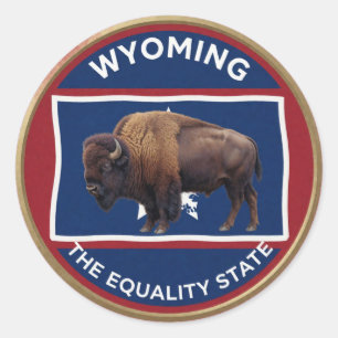 Wyoming State Pride Bison Emblem Runder Aufkleber