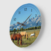Wyoming, Teton-Gebirge mit Pferdeweiden Große Wanduhr (Winkel)