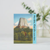Wyoming, Teufelturm Postkarte (Stehend Vorderseite)