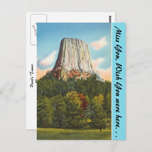 Wyoming, Teufelturm Postkarte (Vorne/Hinten)