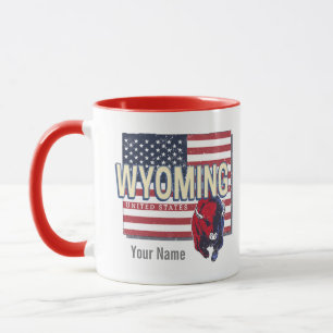 Wyoming United Staaten Retro Staat Map Vintag USA Tasse