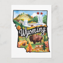 Wyoming USA Bundesstaat Vintage-Wasserfarben-Form