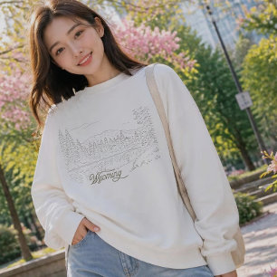 Wyoming USA Linienkunst Sweatshirt