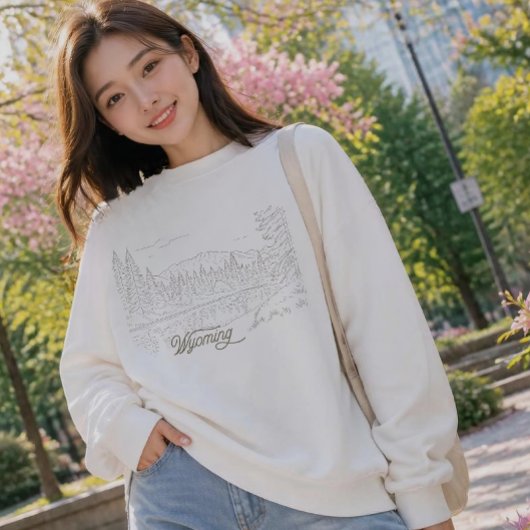 Wyoming USA Linienkunst Sweatshirt