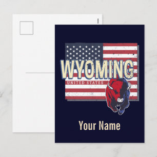 Wyoming Vereinigte Staaten Retro-Staatskarte Vinta Feiertagspostkarte