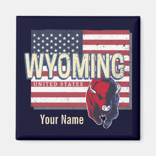 Wyoming Vereinigte Staaten Retro-Staatskarte Vinta Magnet