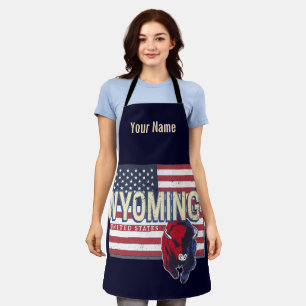 Wyoming Vereinigte Staaten Retro-Staatskarte Vinta Schürze