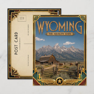 Wyoming Vintage Art Deco Golden Age Postkarte
