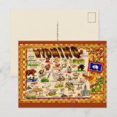 Wyoming Vintage Map Greetings Postcard Postkarte (Vorne/Hinten)