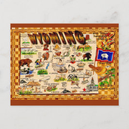 Wyoming Vintage Map Greetings Postcard Postkarte