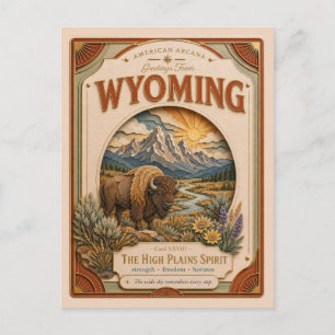Wyoming Vintage Paper Cut American Arcana Postkarte