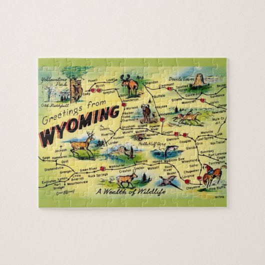 Wyoming Vintage Postkartenkarte Puzzle (Horizontal)