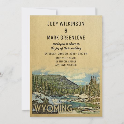 Wyoming Wedding Einladung Vintage Natur (Vorderseite)