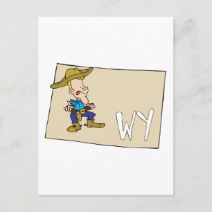 Wyoming WY Cartoon Map mit einem lustigen Wyoming  Postkarte