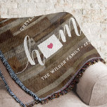 Wyoming Zuhause Staat Personalisierte Holzaussehen Decke<br><div class="desc">Zeigen Sie Zuhause-Staatsstolz mit diesem niedlichen rustikalen Imitat Holzplankendecke mit "Zuhause" in weißer Kalligrafie-Schrift, die mit einer Silhouette des Staat von Wyoming stehend für den Buchstaben "O". Eine rosa Herzillustrierung in der Staat-Karte vervollständigt das Design; Sie können die Herzposition in Ihrer Zuhause-Stadt ändern, indem Sie das Design-Tool öffnen und die...</div>