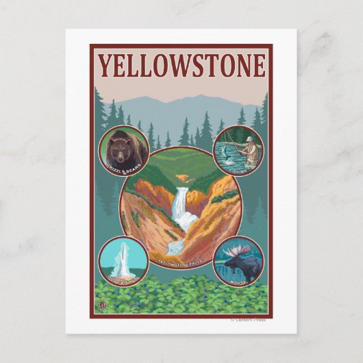 WyomingYellowstone Collage Postkarte (Vorderseite)