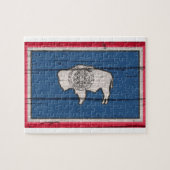 Wyomo-Staatsflagge auf altes Holz Puzzle (Horizontal)