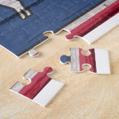 Wyomo-Staatsflagge auf altes Holz Puzzle (Seite)