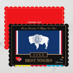 Wyomoming Flag & Happy New Year / Best Wings USA Feiertagskarte