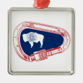 Wyomoming Flag Klettersteig Carabiner Silbernes Ornament (Vorne)