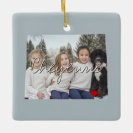 Wyomoming Staat Foto Einfügen und Ortsname Keramikornament