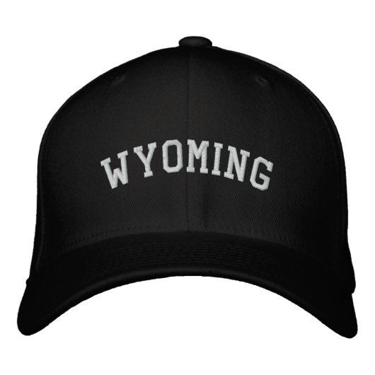 Wyomoming USA bestickte Wolle Cap Black Baseballkappe (Vorderseite)