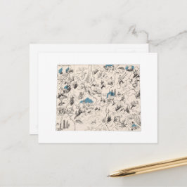 Wyomoming Vintag Picture Map Antik Staat Chart Postkarte