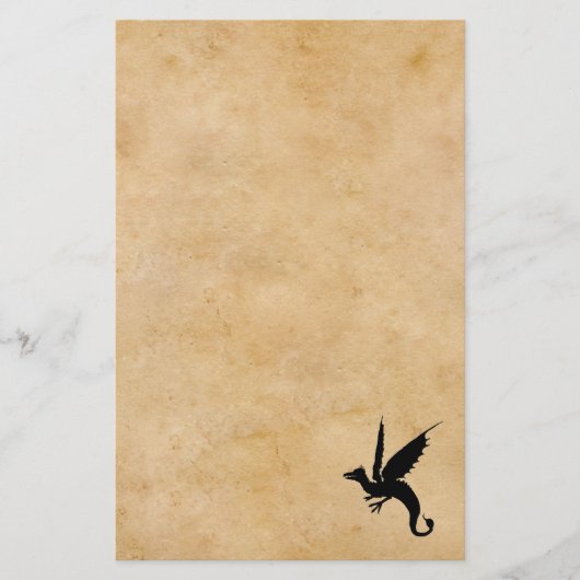 Wyvern auf alten Pergament Briefpapier (Vorderseite)