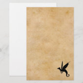 Wyvern auf alten Pergament Briefpapier (Vorne/Hinten)