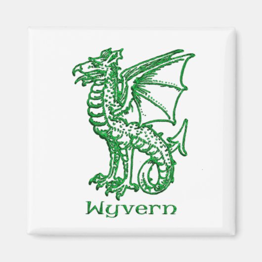 Wyvern mittelalterliche heraldry magnet (Vorne)
