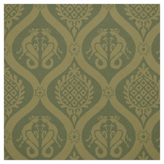 Wyvern Ogee, dunkles goldenes Olive Stoff (Muster)