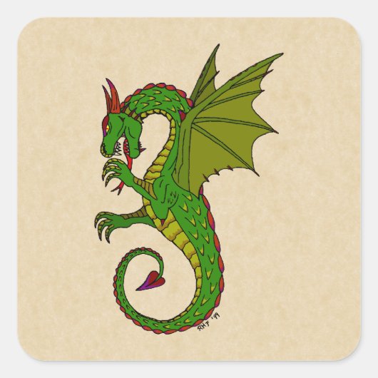 Wyvern Quadratischer Aufkleber (Vorderseite)
