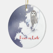 X003_Winter Eule, Weltfrieden Keramik Ornament (Links)