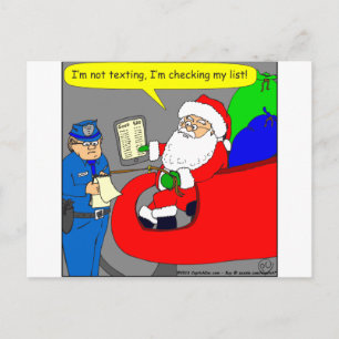x02 Santa is texting and driving - cartoon Feiertagspostkarte