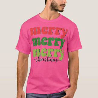 x3rd Retro Merry Xmas Weihnachten Vibes Pajama Fam T-Shirt