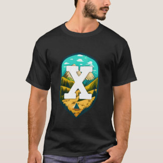 X Big Letter Mountain Camping T-Shirt