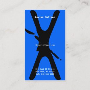 X Buchstabe-Alphabet-Visitenkarte-Neonblau Visitenkarte