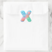 "X" Cute Letter - Underwater Sea Creature  Quadratischer Aufkleber (Tasche)