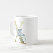 x, goldfarbener Erstling mit blauem Blattwerk Kaffeetasse (Vorderseite Links)