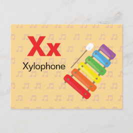 X ist für Xylophone - Alphabet Flash Card Postkarte