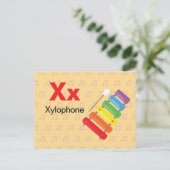 X ist für Xylophone - Alphabet Flash Card Postkarte (Stehend Vorderseite)