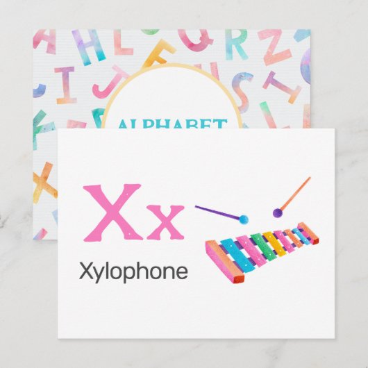X ist für Xylophone - Alphabet Flash Card Postkarte (Vorne/Hinten)