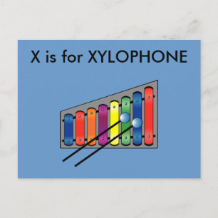 "X" ist für Xylophone Alphabet Flashcard Postkarte