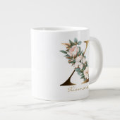 X Letter Gold Monogram White Blush Orange Floral Jumbo-Tasse (Vorderseite Rechts)