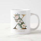 X Letter Gold Monogram White Blush Orange Floral Jumbo-Tasse (Rechts)