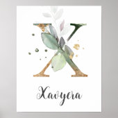 X Letter Monogram Greenerity Kinderzimmer Name Wal Poster (Vorne)