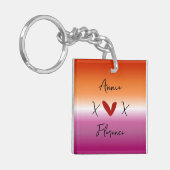 X Love X Sunset Lesbian Flag Acrylic Keychain Schlüsselanhänger (Vorderseite links)