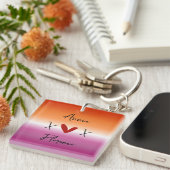 X Love X Sunset Lesbian Flag Acrylic Keychain Schlüsselanhänger (Vorderseite rechts)
