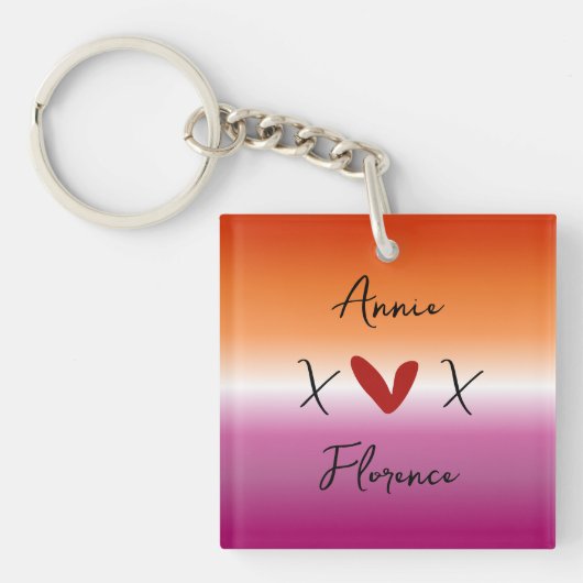 X Love X Sunset Lesbian Flag Acrylic Keychain Schlüsselanhänger (Vorderseite)