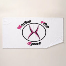 X markiert den Punkt Badehandtuch